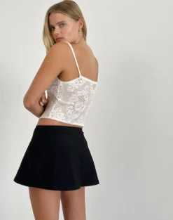 Motel Rocks Strappy Tops | Going Out Tops-Ollie Unlined Cami Top in Crochet Ivory
