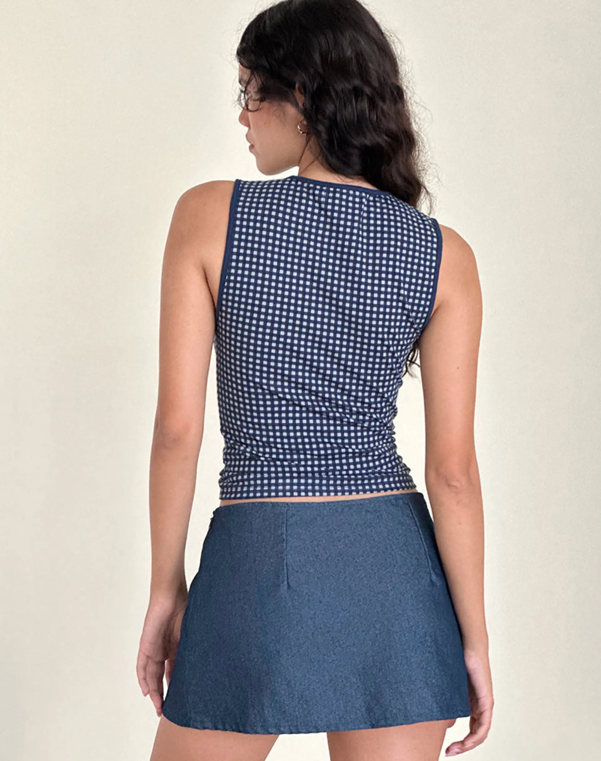 Motel Rocks A Line Skirts | Denim Skirts-Olsa Denim Mini Skirt in Chambray Indigo