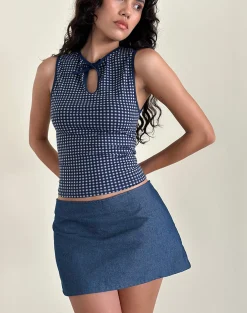 Motel Rocks A Line Skirts | Denim Skirts-Olsa Denim Mini Skirt in Chambray Indigo
