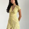 Motel Rocks Printed Dresses | Day Dresses-Omoni Mini Dress in Wild Flower Lemon Drop WildFlowerLemonDrop