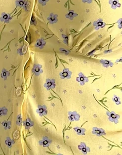 Motel Rocks Printed Dresses | Day Dresses-Omoni Mini Dress in Wild Flower Lemon Drop WildFlowerLemonDrop