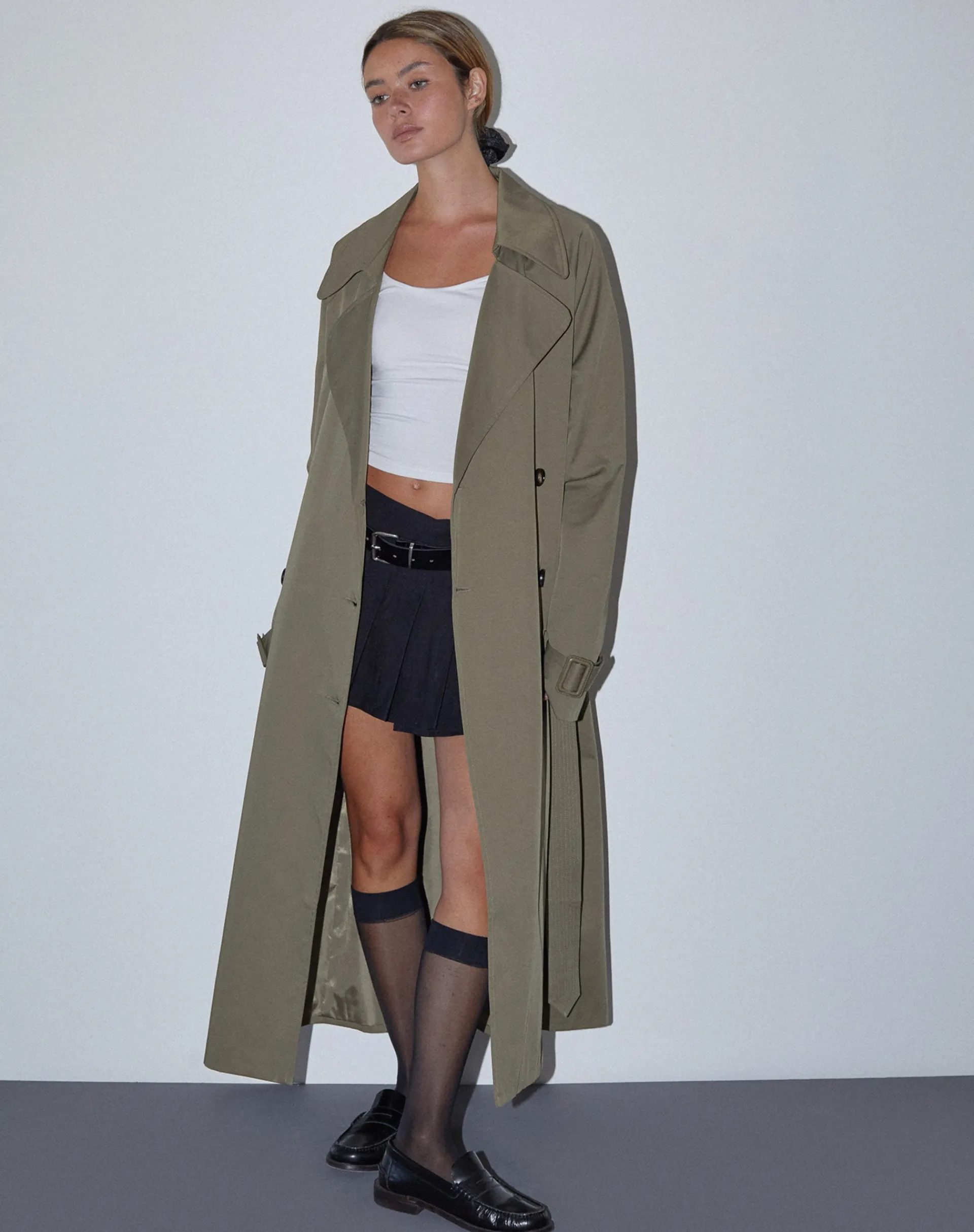 Motel Rocks Coats-Orcati Trench Coat in Khaki