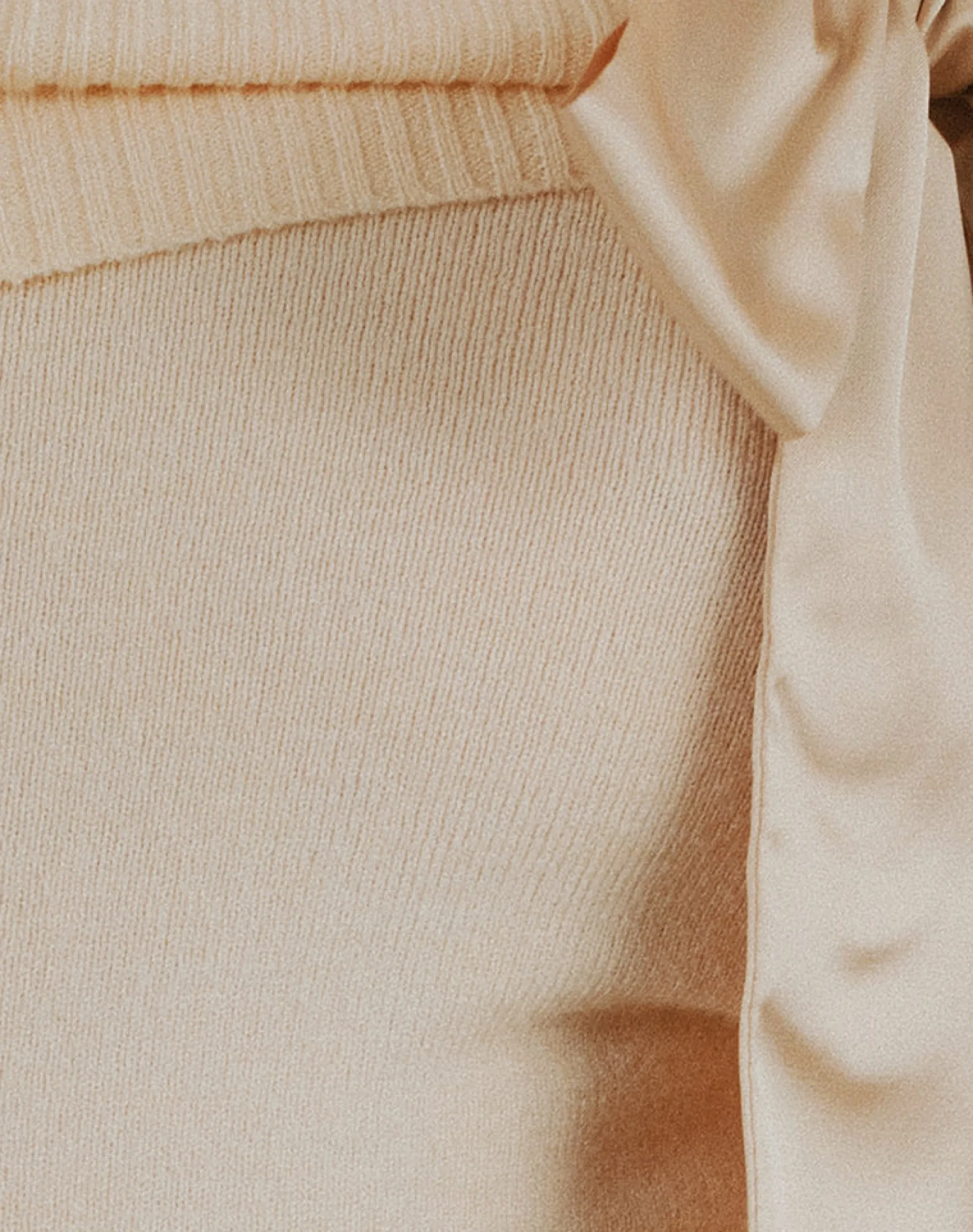 Motel Rocks Basic Tops | Long Sleeve Tops-Orianne Long Sleeve Bardot Top in Knit Buttercream KnitButtercream