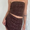 Motel Rocks Co-Ords | Printed Skirts-Oruto Skirt in Hibiscus Terry Brown HibiscusTerryBrown