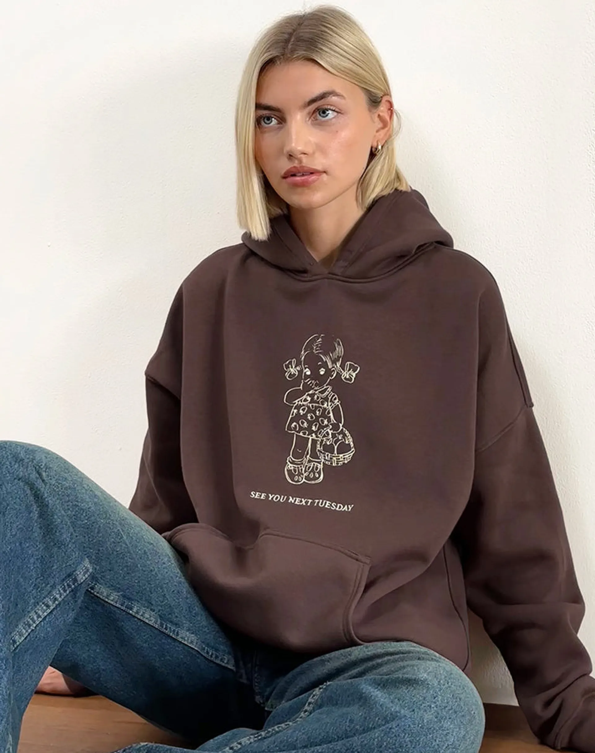 Motel Rocks Hoodies & Sweatshirts | Loungewear-Oversize Hoodie in Deep Mahogany with See You Next Tuesday Print DeepMahoganywithSeeYouNextTuesdayPrint