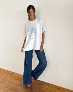 Motel Rocks Tees-Oversized Basic Tee in Riomaggiore Italy White RiomaggioreItalyWhite