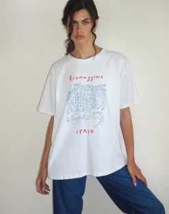 Motel Rocks Tees-Oversized Basic Tee in Riomaggiore Italy White RiomaggioreItalyWhite