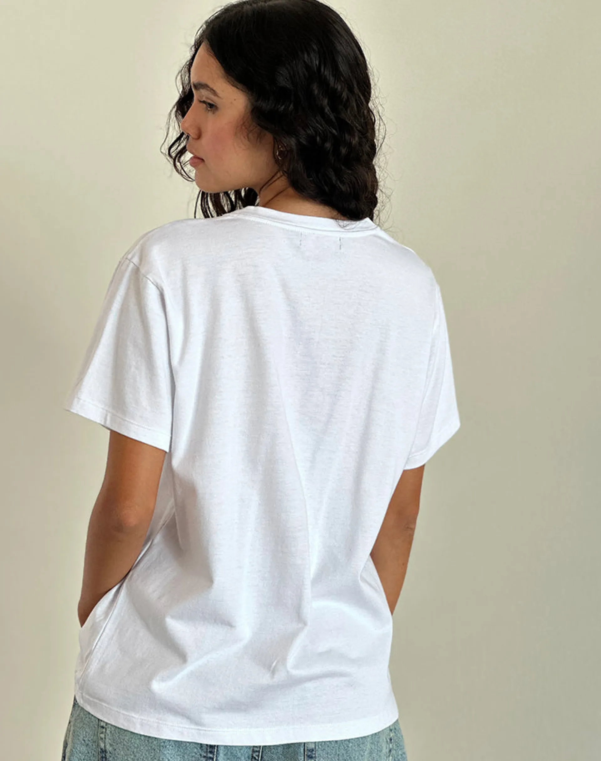 Motel Rocks Basic Tops | Printed Tops-Oversized Basic Tee in White Cuties whitecuties