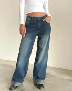 Motel Rocks Wide Leg Pants | Low Rise Pants-Oversized Dad Low Rise Jeans in Dark Vintage DarkVintage