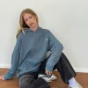 Motel Rocks Hoodies & Sweatshirts-Oversized Hoodie in Blue Mirage with White 'MOTEL' Embroidery BlueMiragewithWhite'MOTEL'Embroidery