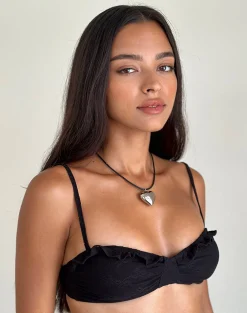Motel Rocks Swimwear-Pafriza Bikini Top in Broderie Black BroderieBlack
