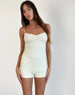 Motel Rocks Jumpsuits & Rompers | Loungewear-Paliwa Playsuit in Crinkle Light Yellow