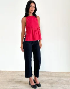 Motel Rocks Vest Tops | Shirts And Blouses-Palsi Tie Side Sleeveless Top in Tango Red TangoRed