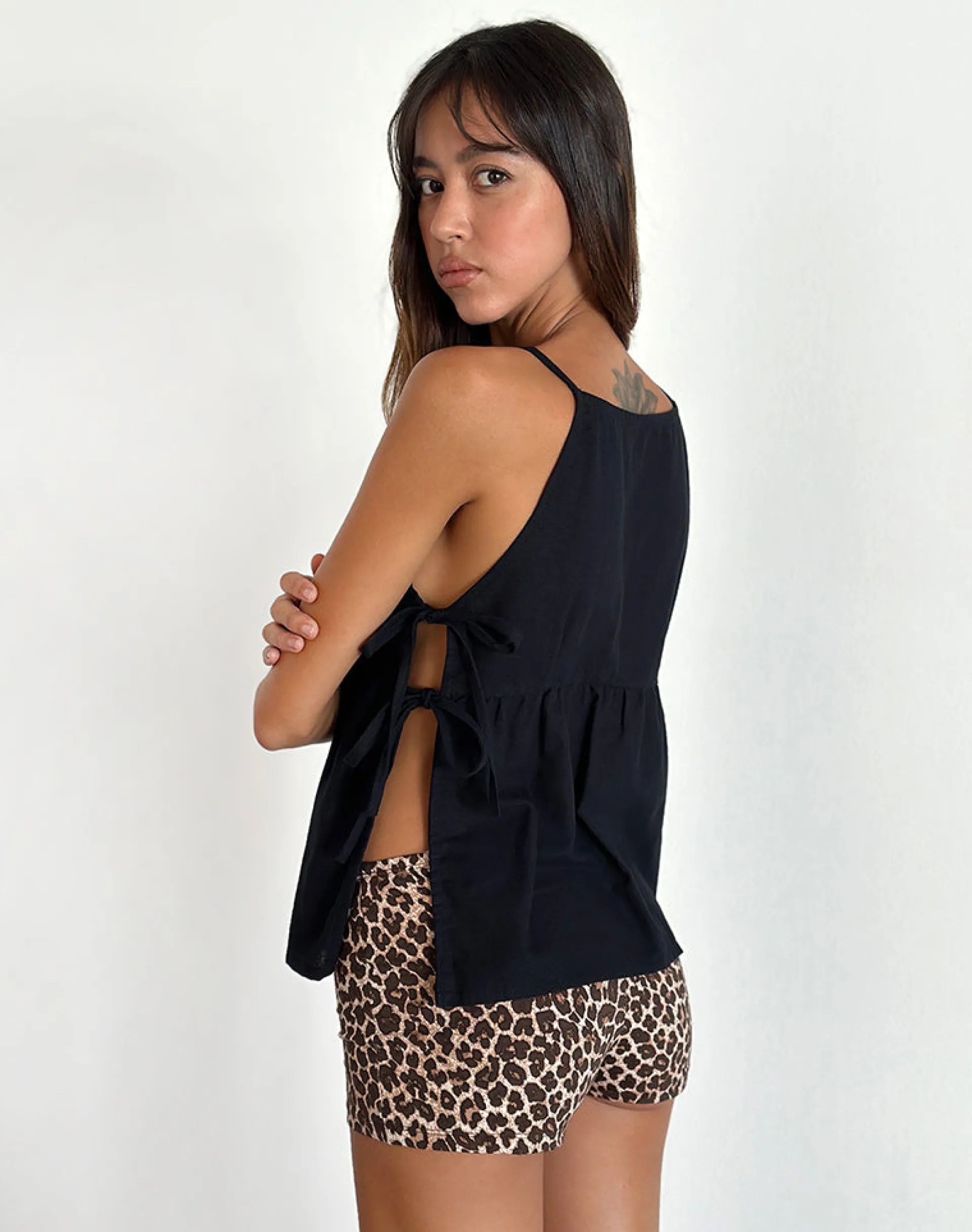 Motel Rocks Basic Tops | Vest Tops-Palsi Tie Side Sleeveless Top in Black