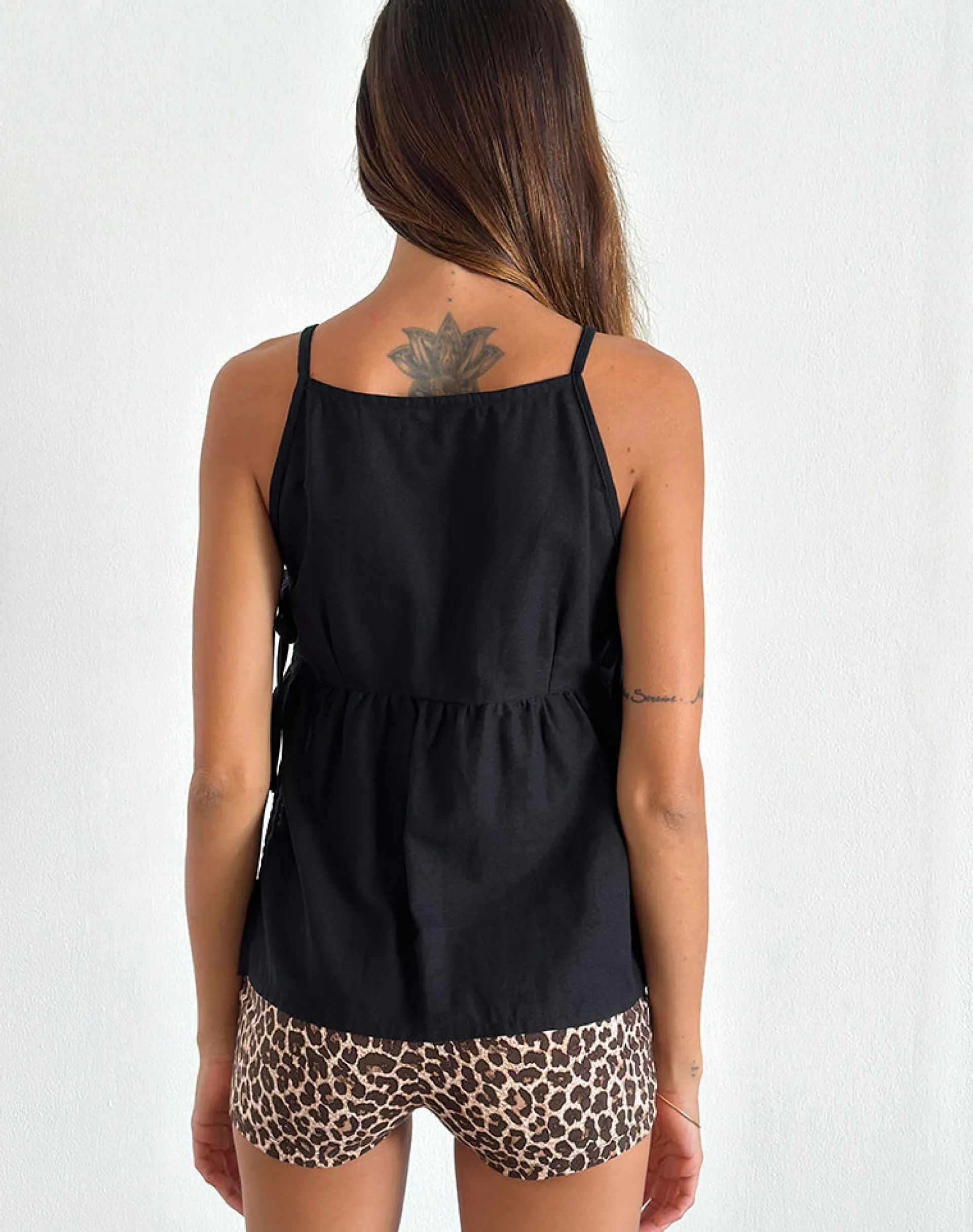 Motel Rocks Basic Tops | Vest Tops-Palsi Tie Side Sleeveless Top in Black