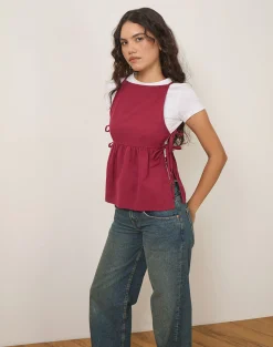Motel Rocks Going Out Tops-Palsi Tie Side Top in Burgundy