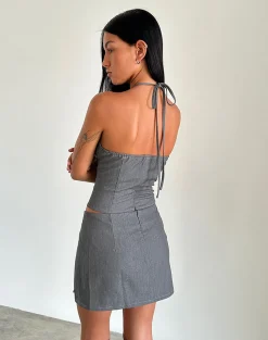 Motel Rocks Tailoring | Co-Ords-Pamela Mini Skirt in Tailoring Charcoal