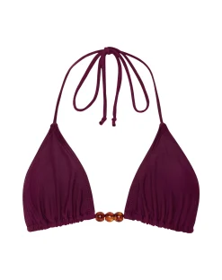 Motel Rocks Swimwear-Pami Beaded Bikini Top in Burgundy