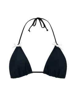 Motel Rocks Swimwear-Pami Bikini Top in Black with Ivory Bow blackwithivory