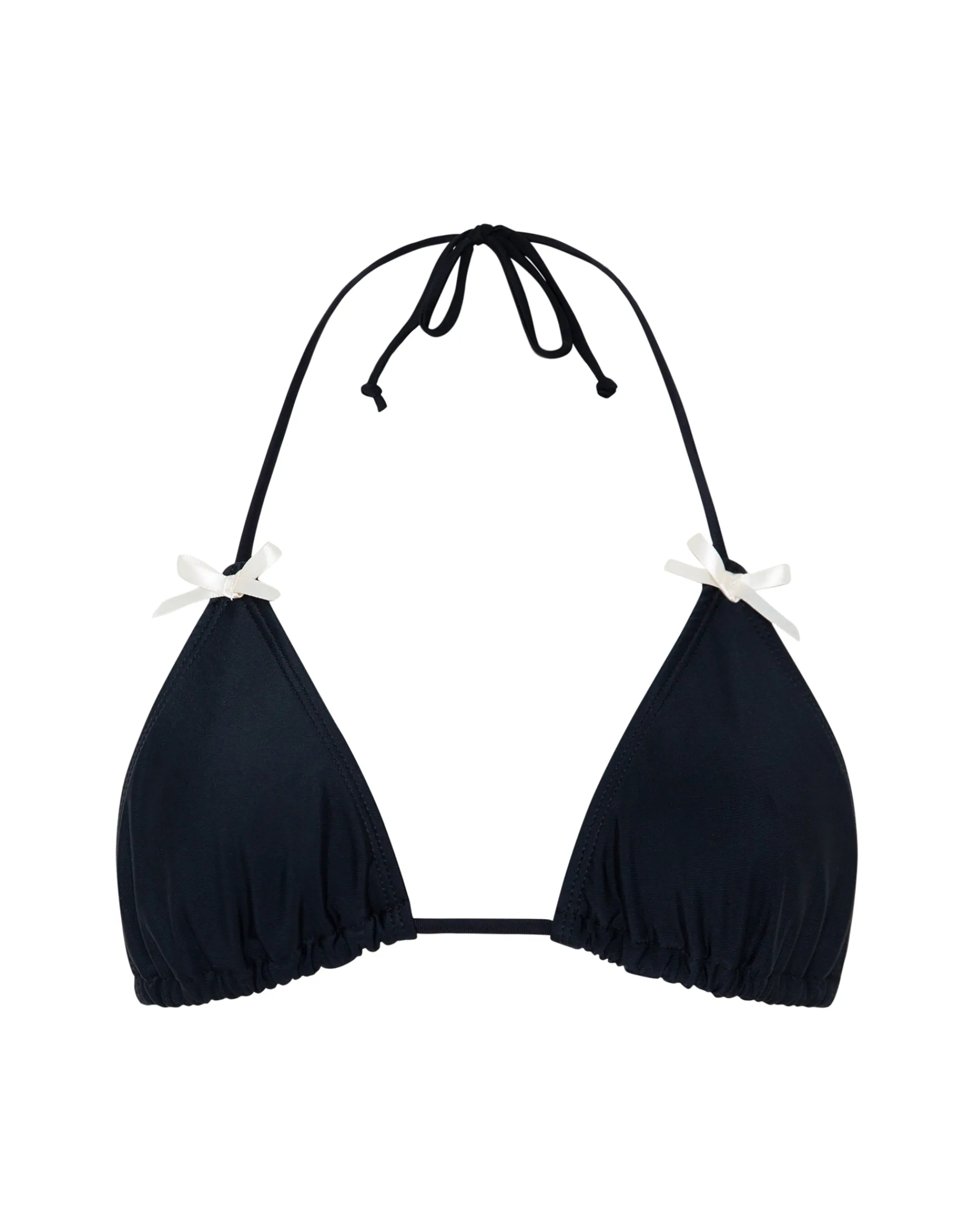 Motel Rocks Swimwear-Pami Bikini Top in Black with Ivory Bow blackwithivory
