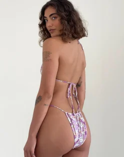 Motel Rocks Swimwear-Pami Bikini Top in Bright Floral Orange and Purple BrightFloralOrangePurple