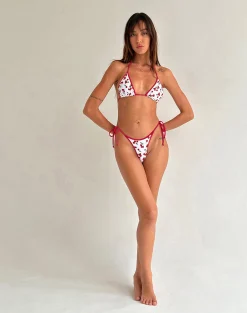 Motel Rocks Swimwear-Pami Bikini Top in Cherries with Contrast Binding CherrieswithContrastBinding