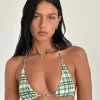 Motel Rocks Swimwear-Pami Bikini Top in Green Tartan GreenTartan