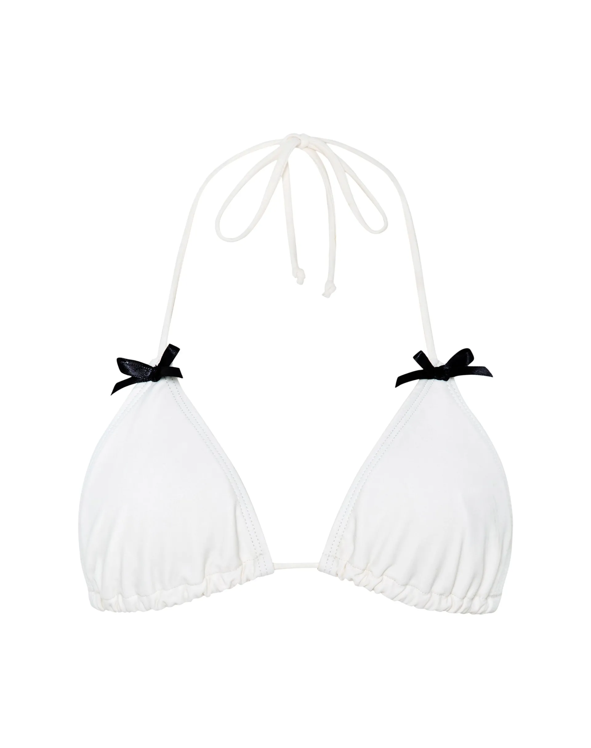 Motel Rocks Swimwear-Pami Bikini Top in Ivory with Black Bow ivorywithblack