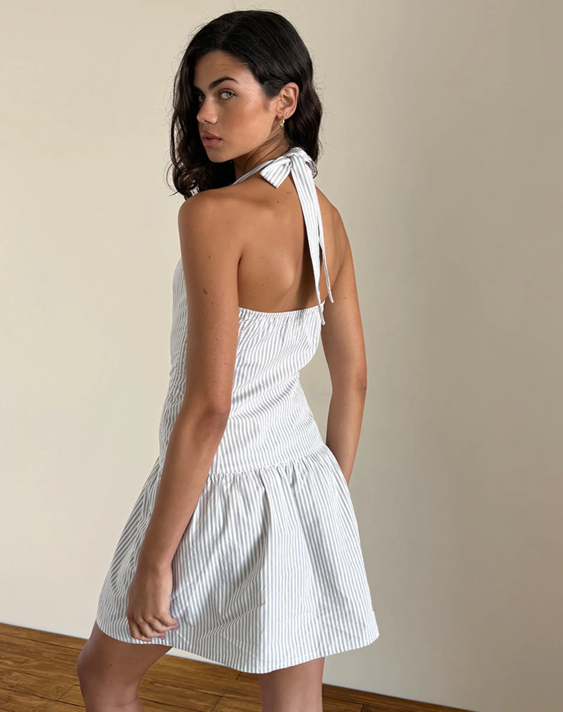 Motel Rocks Printed Dresses | Day Dresses-Panja Mini Dress in Small Stripe Vertical Grey