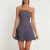 Motel Rocks Bandeau Dresses | Party Dresses-Payoda Bandeau Mini Dress in Dark Grey DarkGrey