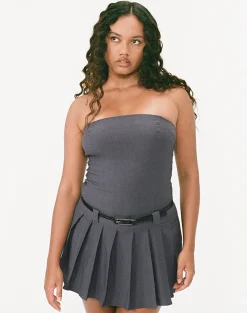 Motel Rocks Bandeau Dresses | Party Dresses-Payoda Bandeau Mini Dress in Dark Grey DarkGrey