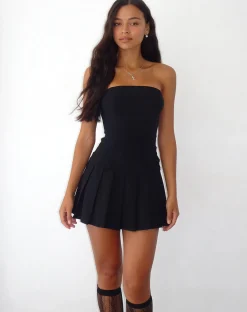 Motel Rocks Basics | Bandeau Dresses-Payoda Bandeau Mini Dress in black