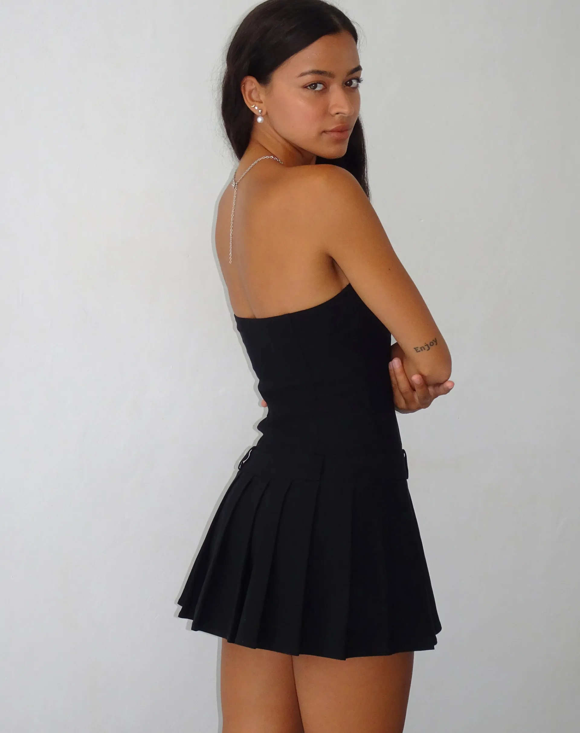 Motel Rocks Basics | Bandeau Dresses-Payoda Bandeau Mini Dress in black