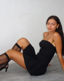 Motel Rocks Basics | Bandeau Dresses-Payoda Bandeau Mini Dress in black