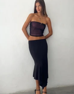 Motel Rocks Bandeau Tops-Peggy Bandeau Top in Black with Pink Lining blackwithpinklining
