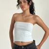 Motel Rocks Basics | Basic Tops-Peggy Bandeau Top in Pointelle Soft Blue PointelleSoftBlue