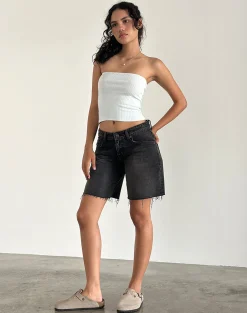 Motel Rocks Basics | Basic Tops-Peggy Bandeau Top in Pointelle Soft Blue PointelleSoftBlue