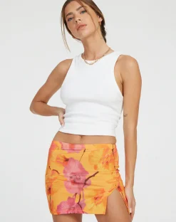 Motel Rocks Mini Skirts-Pelma Mini Skirt in Blurred Orchid Peach BlurredOrchidPeach