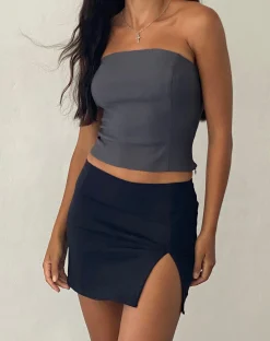 Motel Rocks Basics | Mini Skirts-Pelma Mini Skirt in Twill Black TwillBlack