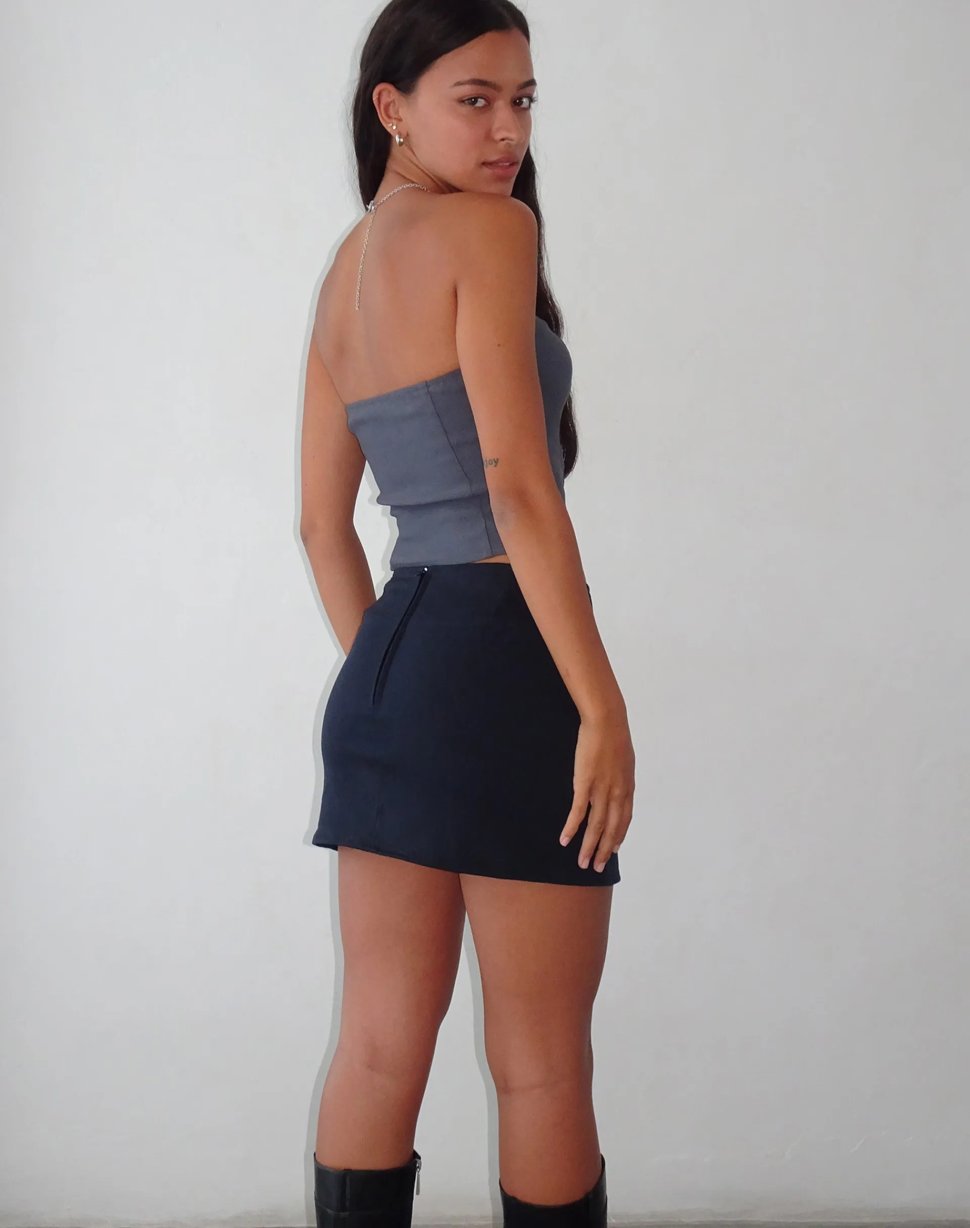 Motel Rocks Basics | Mini Skirts-Pelma Mini Skirt in Twill Black TwillBlack