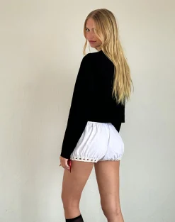 Motel Rocks Basics | Co-Ords-Picuta Brief Shorts in White with Red Trim