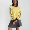 Motel Rocks Basic Tops | Long Sleeve Tops-Prata Long Sleeve Top in Lemonade with Navy Binding LemonadewithNavyBinding