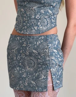 Motel Rocks Co-Ords | Printed Skirts-Pravara Mini Skirt in Blue Ornate Print