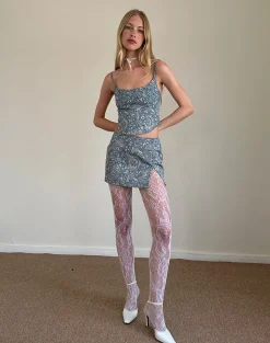 Motel Rocks Co-Ords | Printed Skirts-Pravara Mini Skirt in Blue Ornate Print