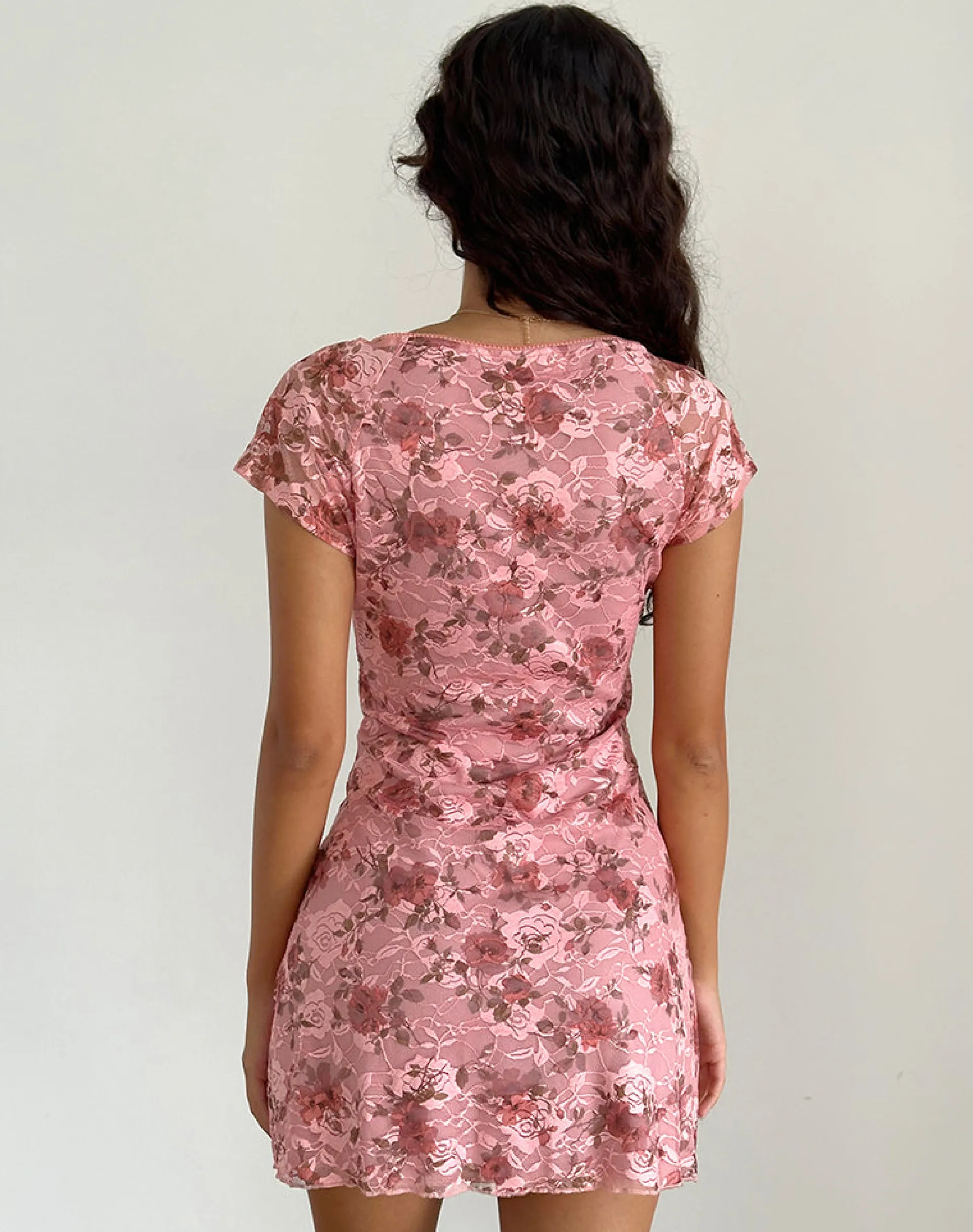 Motel Rocks Printed Dresses | Day Dresses-Prinsa Dress in Pink Lace Floral Bloom PinkLaceFloralBloom