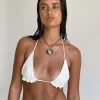 Motel Rocks Swimwear-Purna Frill Bikini Top in Cream