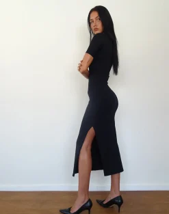 Motel Rocks Basics | Bandeau Dresses-Quala Midi Dress in Black