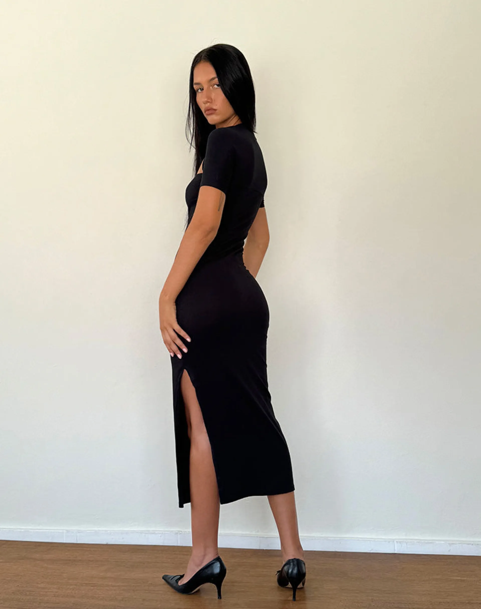 Motel Rocks Basics | Bandeau Dresses-Quala Midi Dress in Black
