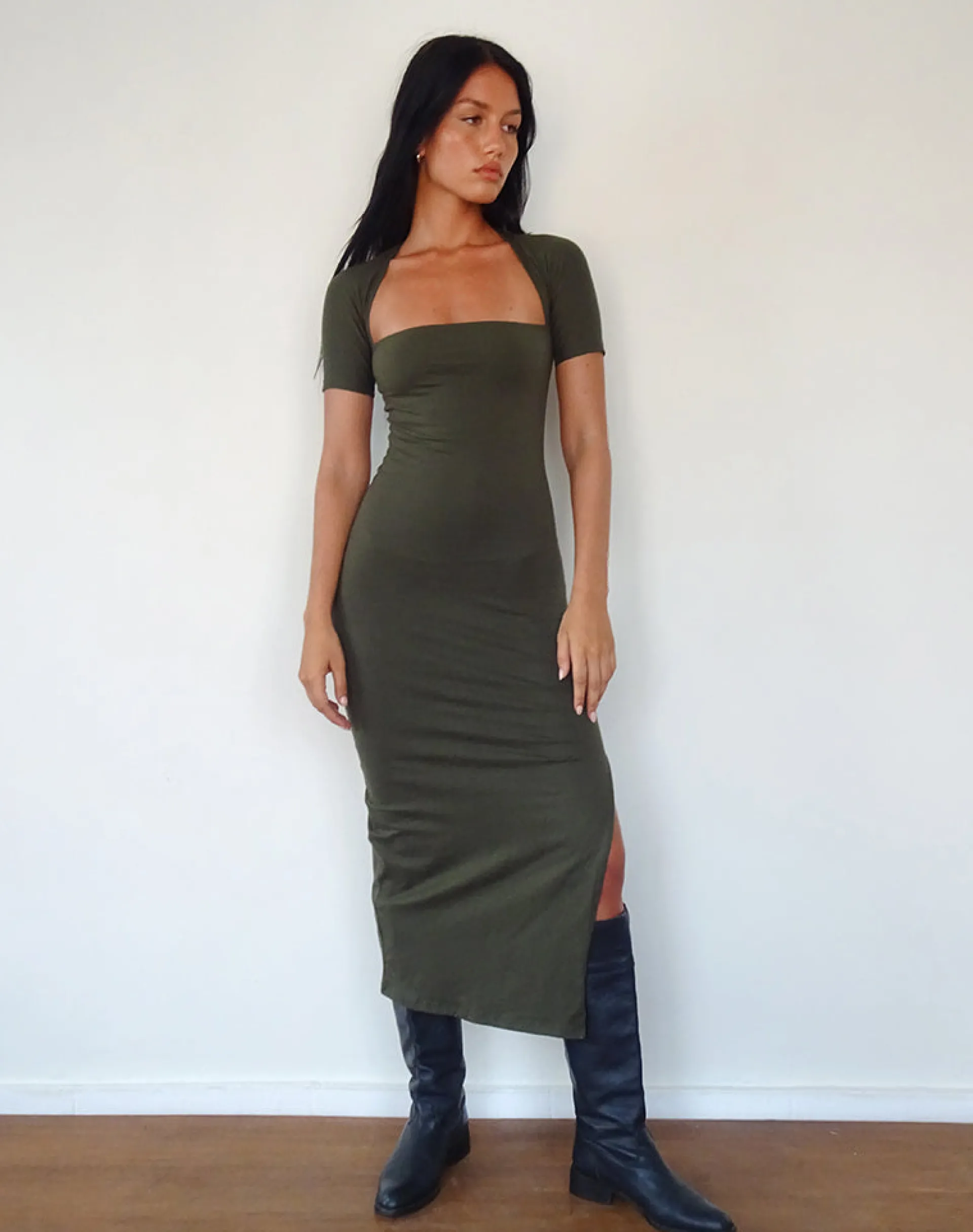 Motel Rocks Basics | Day Dresses-Quala Midi Dress in Olive