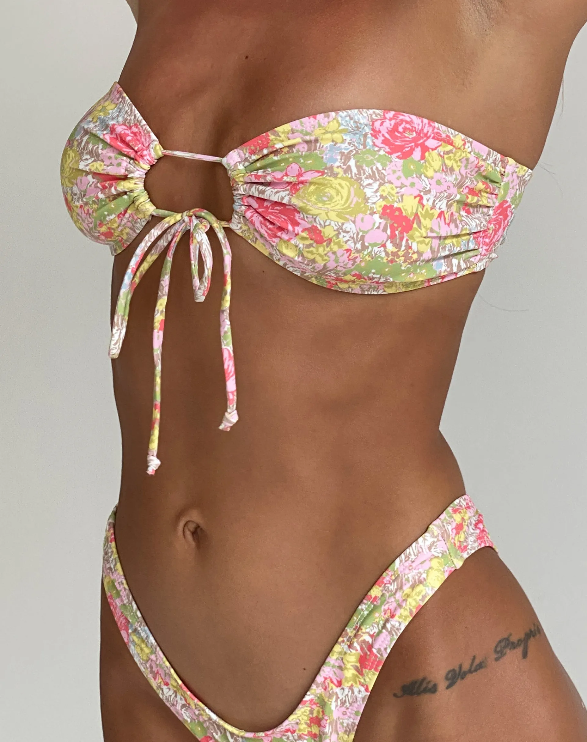 Motel Rocks Swimwear-Racola Bikini Top in Pink Abstract Floral Swim PinkAbstractFloralSwim